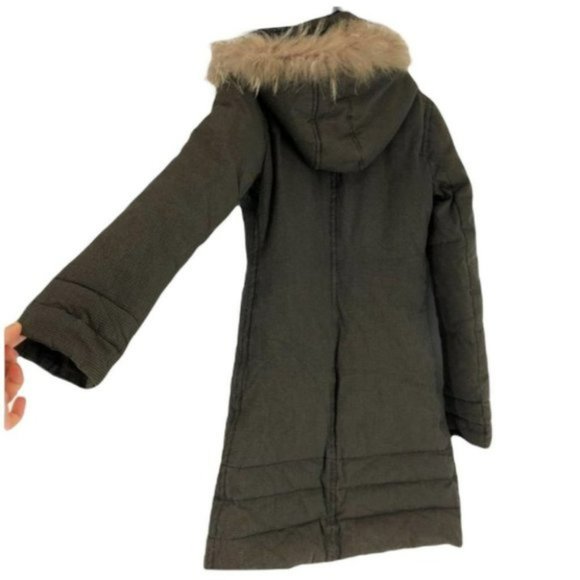Soia  &  Kyo green brown houndstooth parka  fur trim hood XXS - Picture 2 of 7